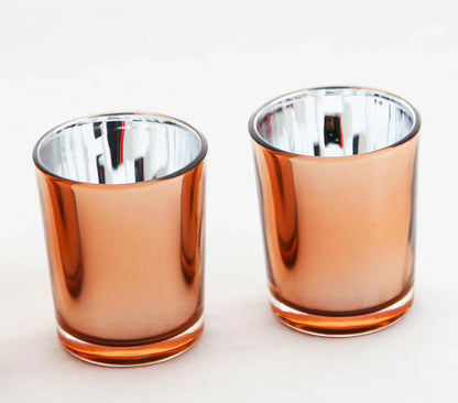 10 Pack Copper Votive Tealight Candle Holders Valentines Day Mercury Wedding Decor Glass Candlestick Party Decorations Bridal Baby Shower Event - Mekamart Australia