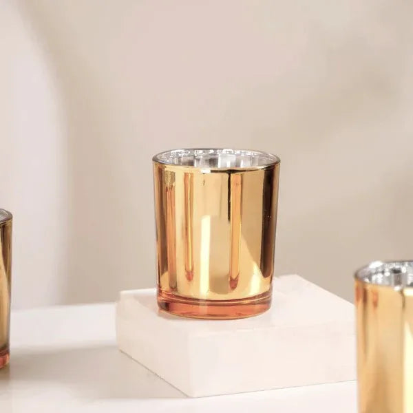 10 Pack Gold Votive Tealight Candle Holders Valentines Day Mercury Wedding Decor Glass Candlestick Party Decorations Bridal Baby Shower Event - Mekamart Australia
