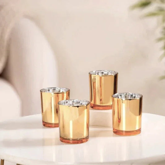 40 Pack Gold Votive Tealight Candle Holders Valentines Day Mercury Wedding Decor Glass Candlestick Party Decorations Bridal Baby Shower Event - Mekamart Australia
