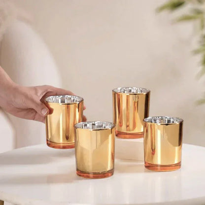 40 Pack Gold Votive Tealight Candle Holders Valentines Day Mercury Wedding Decor Glass Candlestick Party Decorations Bridal Baby Shower Event - Mekamart Australia