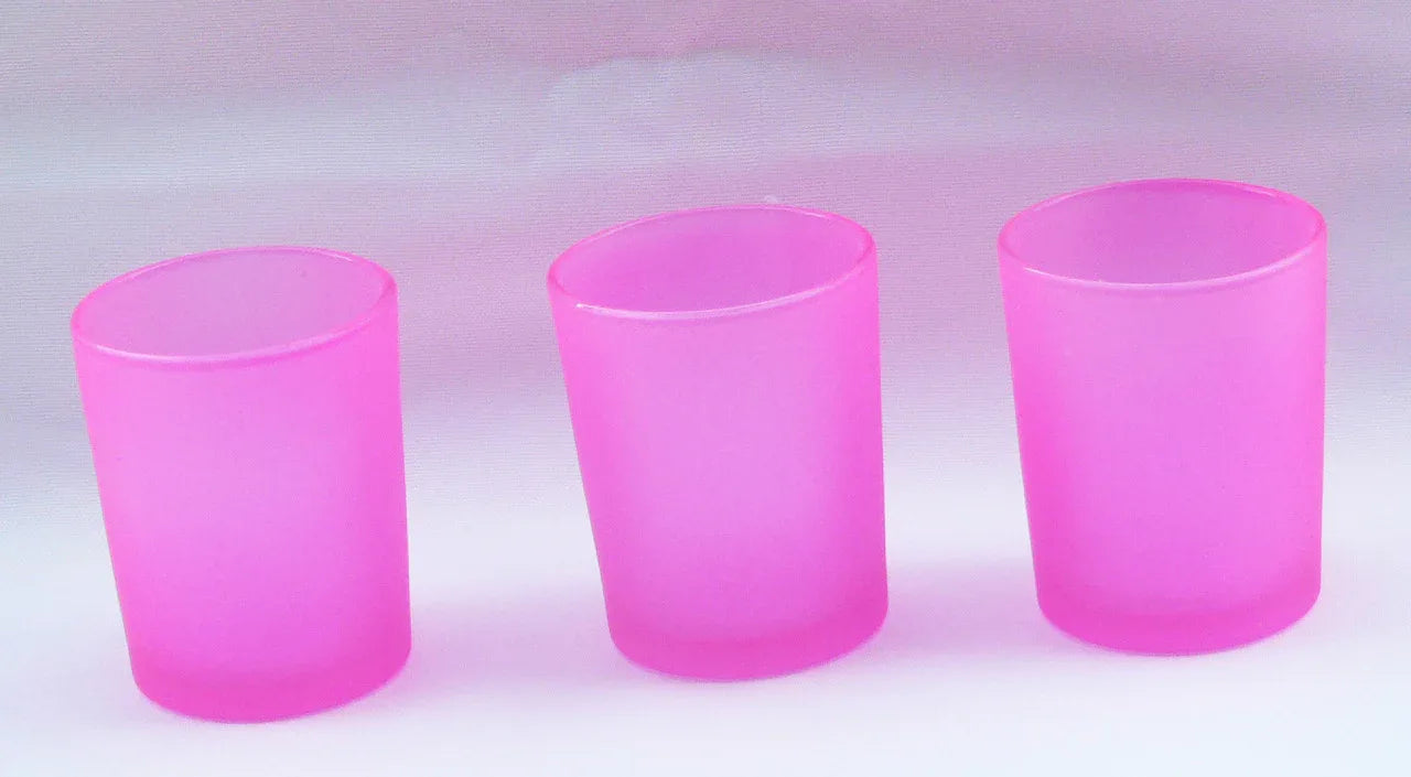 10 Pack Pink Frosted Glass Votive Tealight Candle Holders House Party Centerpiece Xmas Wedding Decor Glass Candlestick Party Decorations Bridal Valentines Event - Mekamart Australia