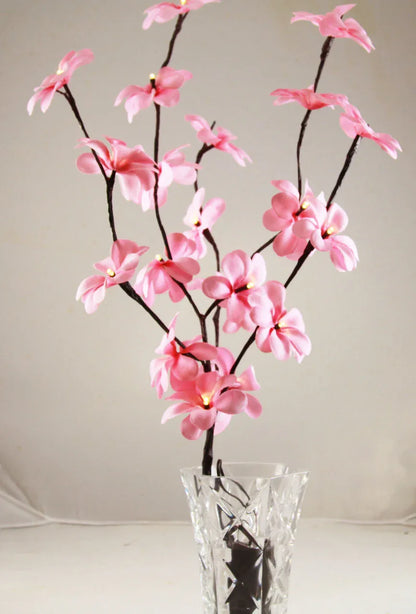 1 Set of 50cm H 20 LED Pink Frangipani Tree Branch Stem Fairy Light Wedding Event Party Function Table Vase Centrepiece Decoration Girl Bedroom - Mekamart Australia