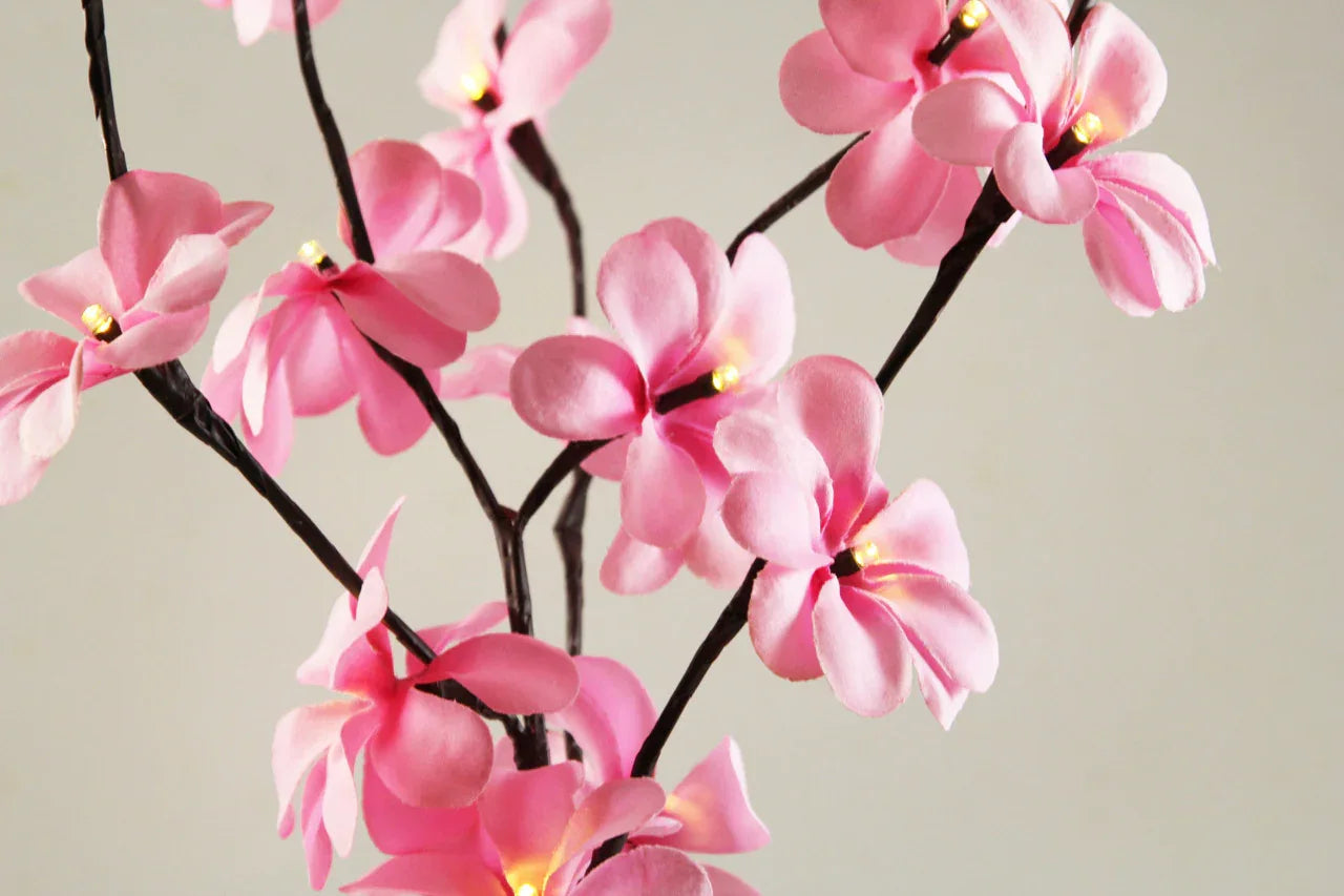 1 Set of 50cm H 20 LED Pink Frangipani Tree Branch Stem Fairy Light Wedding Event Party Function Table Vase Centrepiece Decoration Girl Bedroom - Mekamart Australia