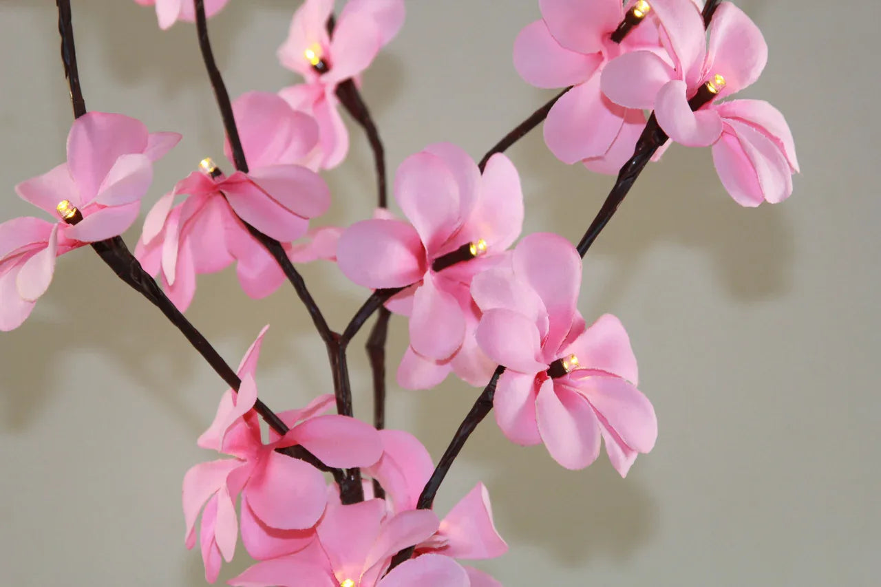 1 Set of 50cm H 20 LED Pink Frangipani Tree Branch Stem Fairy Light Wedding Event Party Function Table Vase Centrepiece Decoration Girl Bedroom - Mekamart Australia
