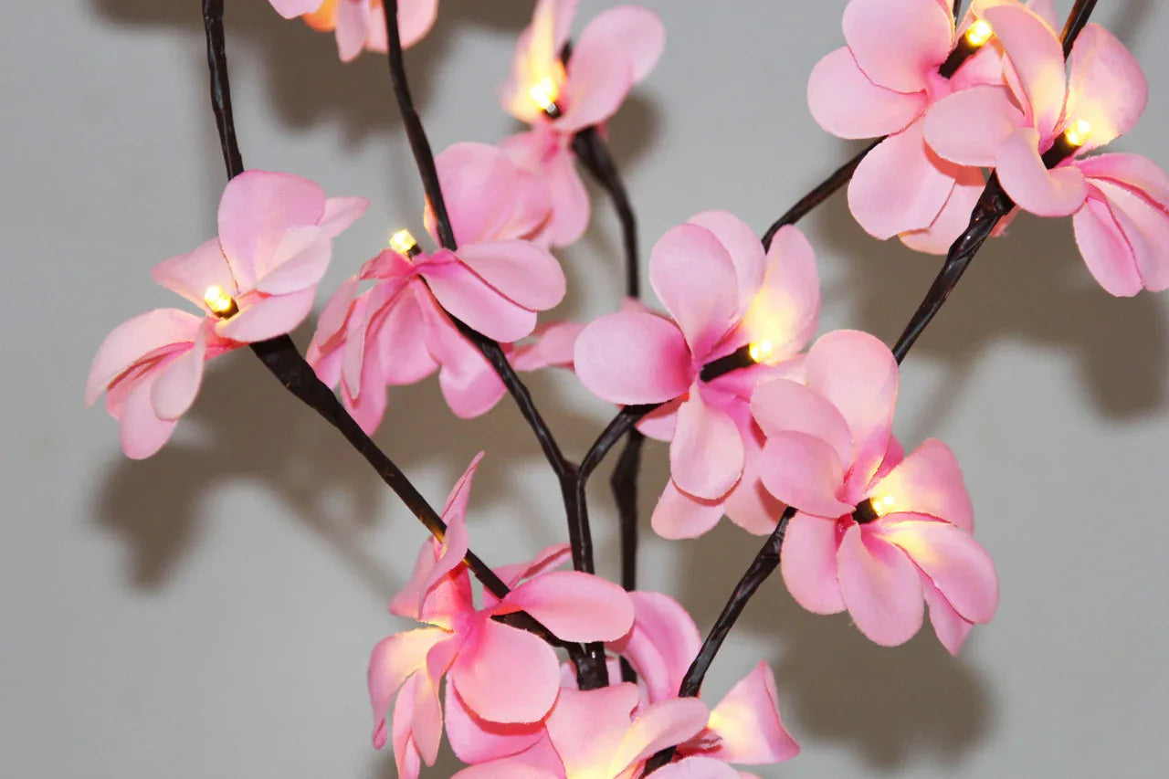 1 Set of 50cm H 20 LED Pink Frangipani Tree Branch Stem Fairy Light Wedding Event Party Function Table Vase Centrepiece Decoration Girl Bedroom - Mekamart Australia