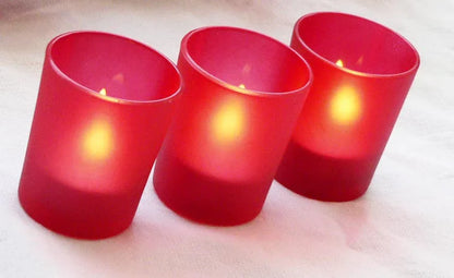 10 Pack Red Frosted Glass Votive Tealight Candle Holders Valentines Day Xmas Wedding Decor Glass Candlestick Party Decorations Bridal Baby Shower Event - Mekamart Australia