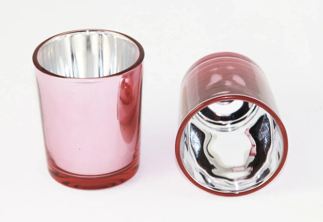 20 Pack Rose Gold Pink Votive Tealight Candle Holders Valentines Day Mercury Wedding Decor Glass Candlestick Party Decorations Bridal Baby Shower Event - Mekamart Australia