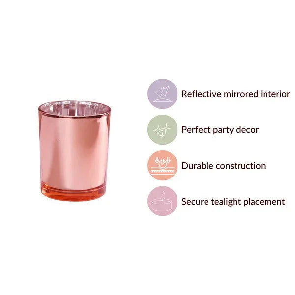 40 Pack Rose Gold Pink Votive Tealight Candle Holders Valentines Day Mercury Wedding Decor Glass Candlestick Party Decorations Bridal Baby Shower Event - Mekamart Australia