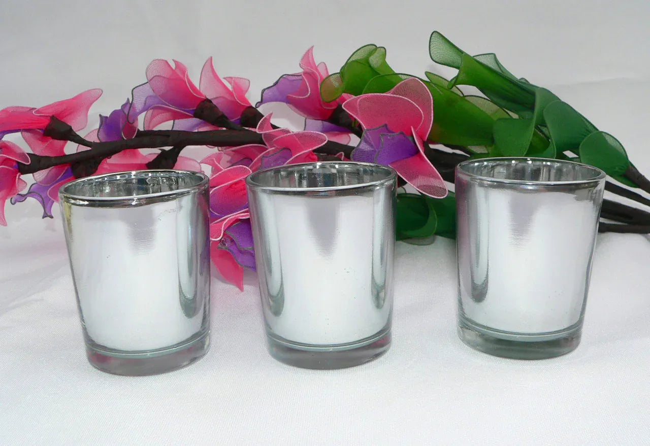 10 Pack Silver Mercury Glass Votive Candle Holders Set For Wedding, Bridal And Baby Shower, Party Function or Home Decor - Mekamart Australia