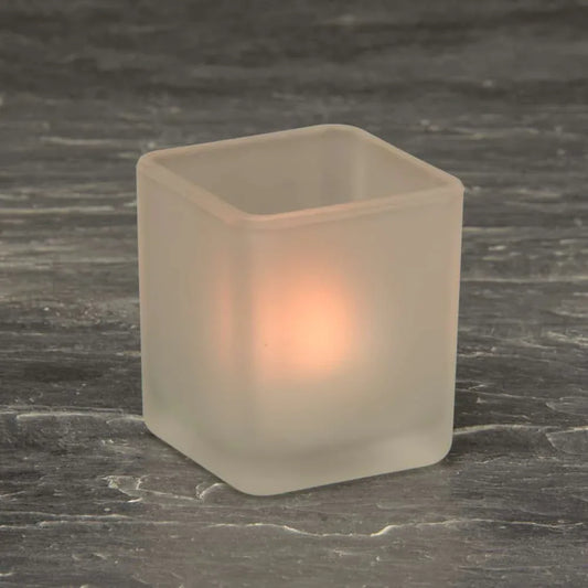 10 Pack Square Cube Frosted Glass 5cm Tealight Candle Holder Festival Decor Wedding Propose Parties Holiday and Home Decor - Mekamart Australia