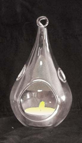 50 Wholesale Pack of Hanging Clear Glass Tealight Candle Holder Tear Drop Pear Shape - 12cm High - Terrarium Plant Mini Garden Holder Decor - Mekamart Australia