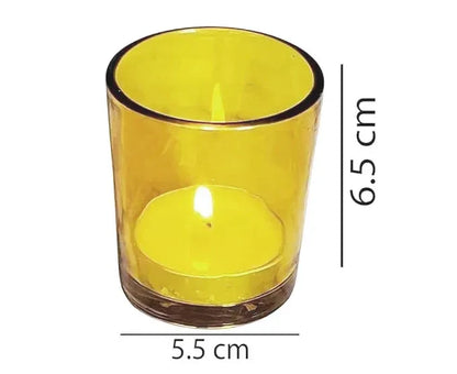 10 Pack Yellow Glass Votive Candle Holders Table Centreoieces Xmas Wedding Anniversary Event Recption Party Function or Home Decor - Mekamart Australia