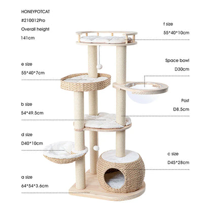 HONEYPOTCAT Cosy Woven Cat Perch - 141.5cm - Mekamart Australia