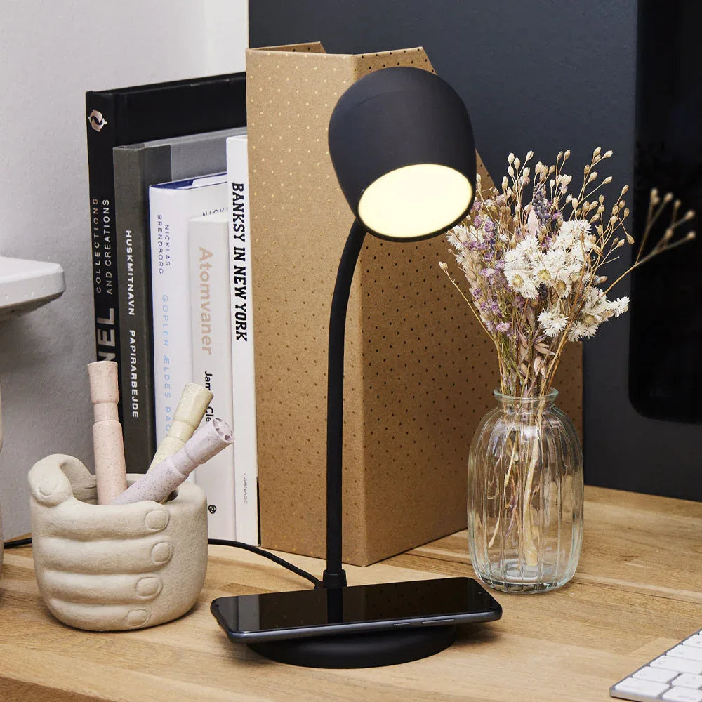 Kreafunk Ellie Lamp W/ Qi Charger And Bluetooth Speaker - Black - Mekamart Australia