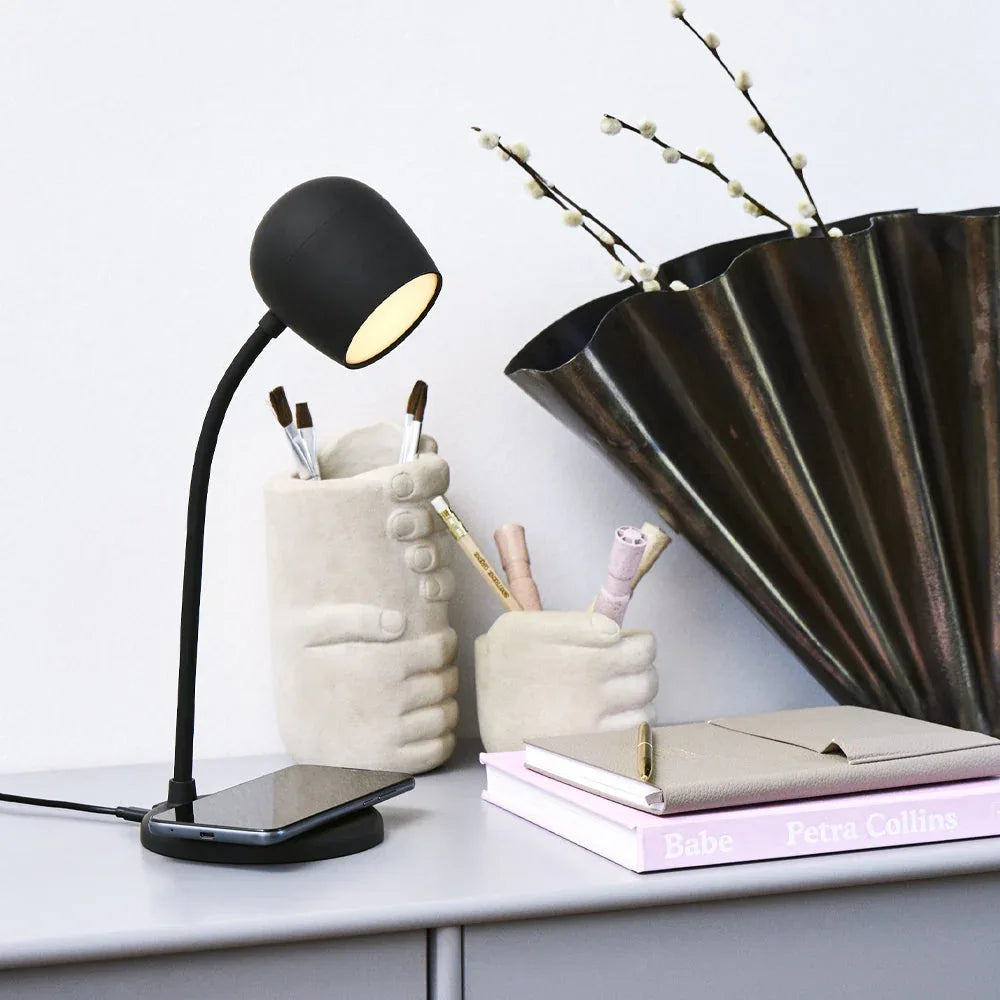 Kreafunk Ellie Lamp W/ Qi Charger And Bluetooth Speaker - Black - Mekamart Australia