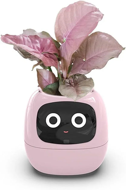 Intelligent Flower Pot, Electronic Bud, Maintenance Plant Assistant, Fun Interactive Flower Pot, Indoor Green Planting Monitoring, LCD Screen Display, Cell Phone APP Connection (Pink) - Mekamart Australia