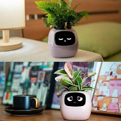 Intelligent Flower Pot, Electronic Bud, Maintenance Plant Assistant, Fun Interactive Flower Pot, Indoor Green Planting Monitoring, LCD Screen Display, Cell Phone APP Connection (Pink) - Mekamart Australia