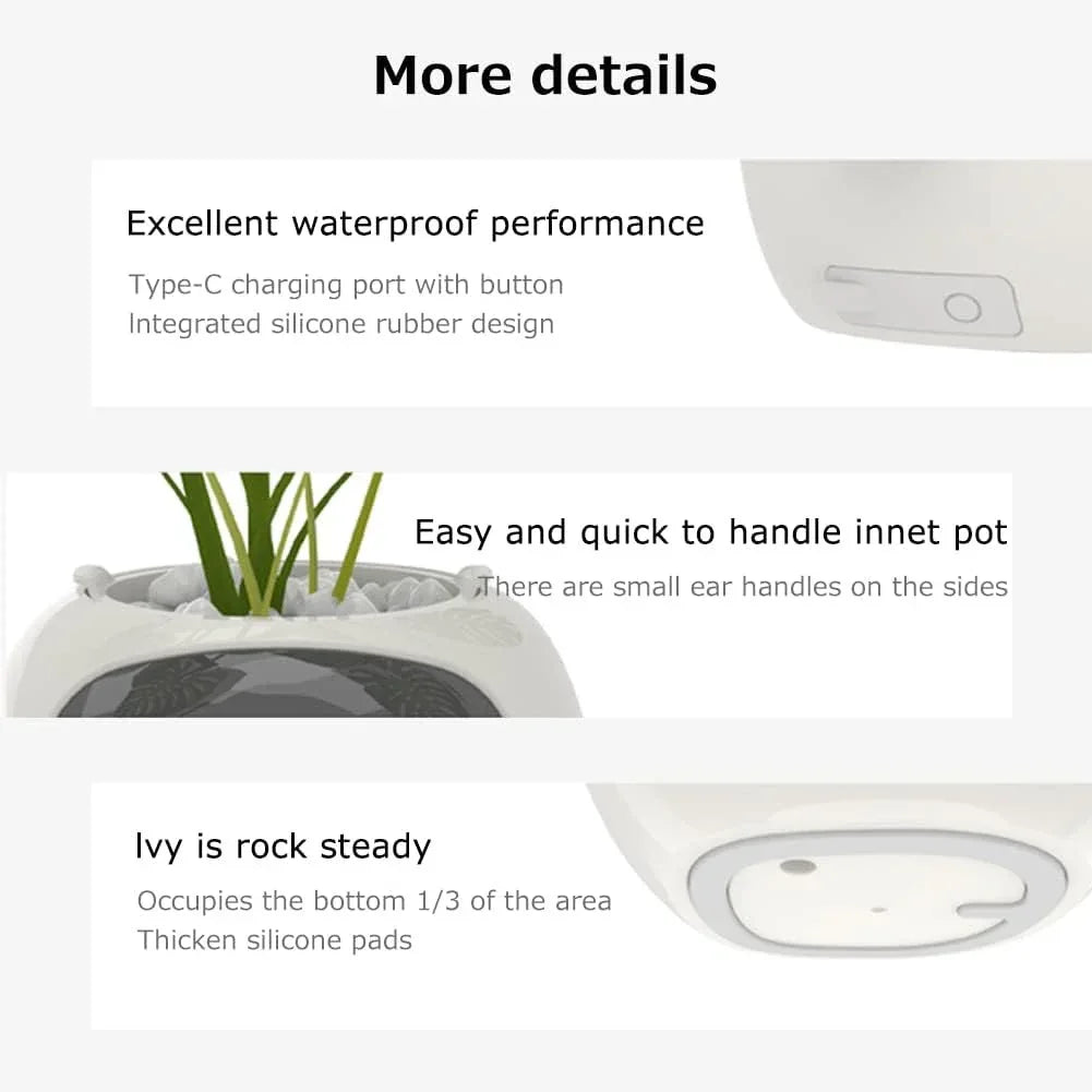 Intelligent Flower Pot, Electronic Bud, Maintenance Plant Assistant, Fun Interactive Flower Pot, Indoor Green Planting Monitoring, LCD Screen Display, Cell Phone APP Connection (White) - Mekamart Australia