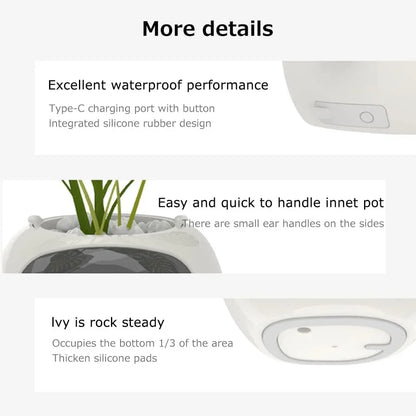 Intelligent Flower Pot, Electronic Bud, Maintenance Plant Assistant, Fun Interactive Flower Pot, Indoor Green Planting Monitoring, LCD Screen Display, Cell Phone APP Connection (White) - Mekamart Australia