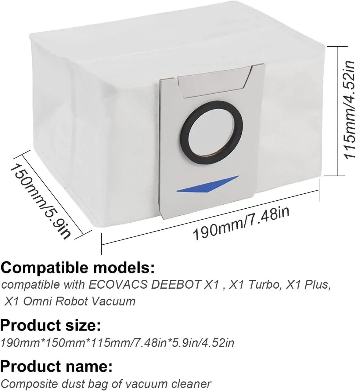 12 X Auto Empty Station Dust Bags For Ecovacs Deebot X1 Omni Series Robots - Mekamart Australia