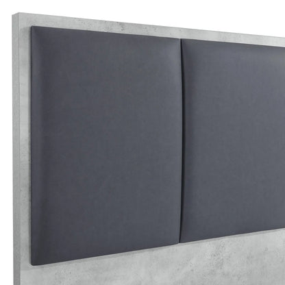 Queen 4 Pcs Bedroom Suite with Dresser Fabric Upholstery MDF Combination of Black & Cement Colour - Mekamart Australia