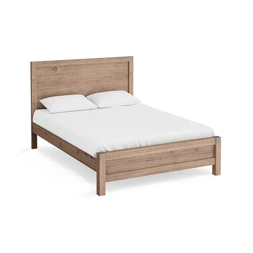 Bed Frame King Single Size in Solid Wood Veneered Acacia Bedroom Timber Slat in Oak - Mekamart Australia