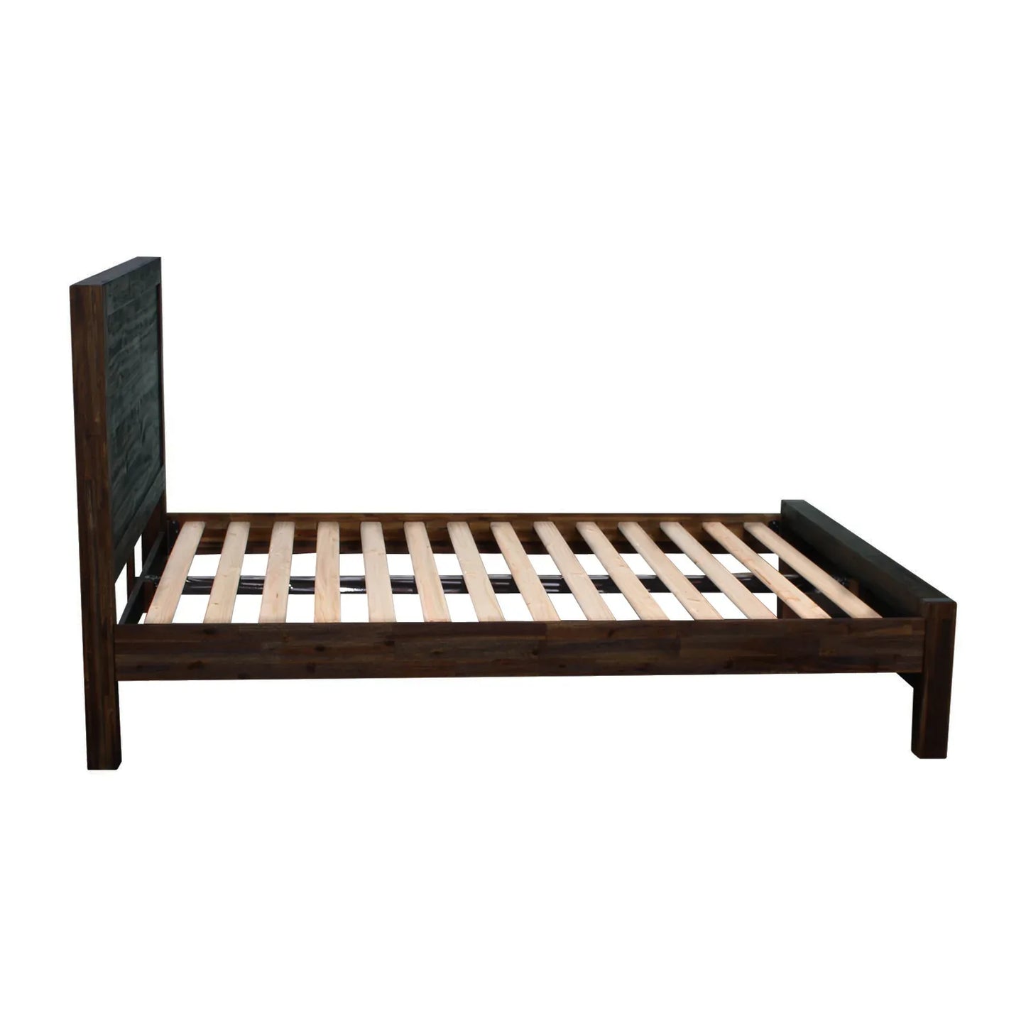 Bed Frame Queen Size in Solid Wood Veneered Acacia Bedroom Timber Slat in Chocolate - Mekamart Australia