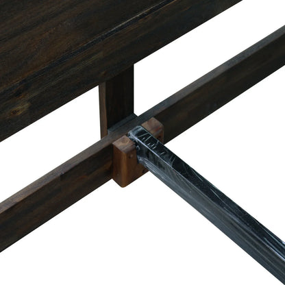 Bed Frame Queen Size in Solid Wood Veneered Acacia Bedroom Timber Slat in Chocolate - Mekamart Australia