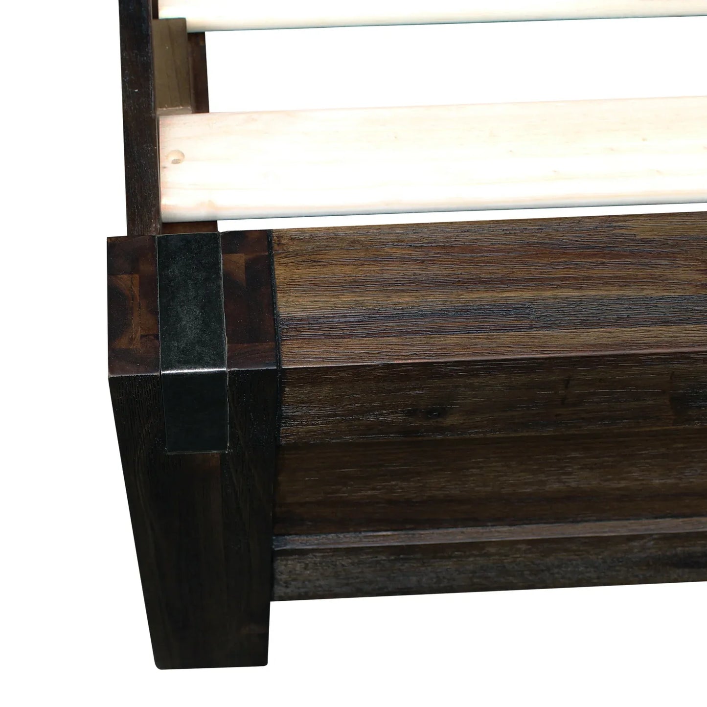 Bed Frame Queen Size in Solid Wood Veneered Acacia Bedroom Timber Slat in Chocolate - Mekamart Australia