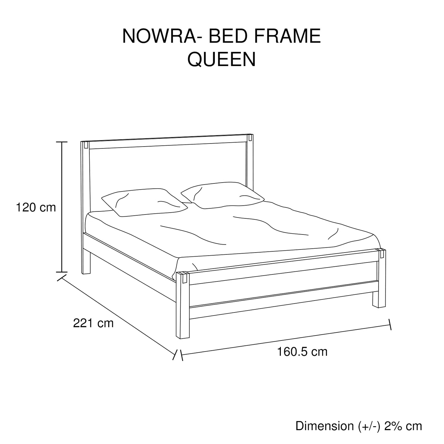 Bed Frame Queen Size in Solid Wood Veneered Acacia Bedroom Timber Slat in Chocolate - Mekamart Australia