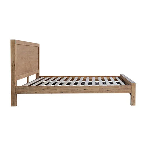 Bed Frame Queen Size in Solid Wood Veneered Acacia Bedroom Timber Slat in Oak - Mekamart Australia