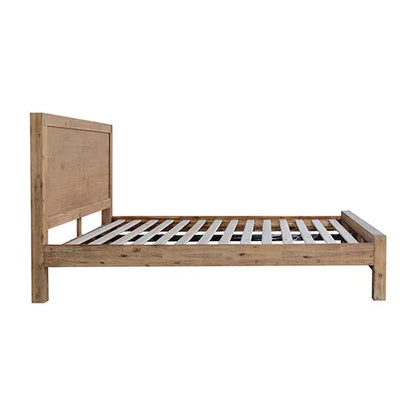 Bed Frame Queen Size in Solid Wood Veneered Acacia Bedroom Timber Slat in Oak - Mekamart Australia