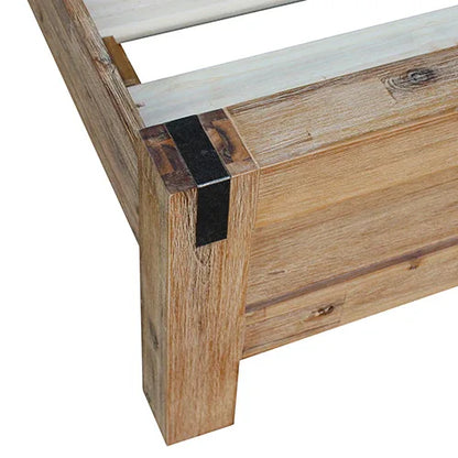 Bed Frame Queen Size in Solid Wood Veneered Acacia Bedroom Timber Slat in Oak - Mekamart Australia