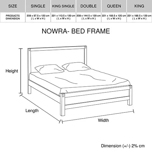 Bed Frame Queen Size in Solid Wood Veneered Acacia Bedroom Timber Slat in Oak - Mekamart Australia