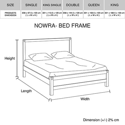 Bed Frame Queen Size in Solid Wood Veneered Acacia Bedroom Timber Slat in Oak - Mekamart Australia