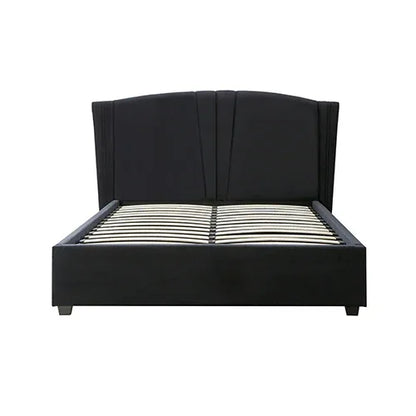 Roman Bed Frame Double Size Black Velvet Fabric with Gas Lift plywood metal structure - Mekamart Australia