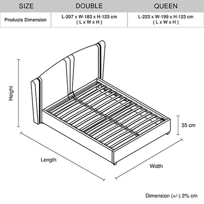 Roman Bed Frame Double Size Black Velvet Fabric with Gas Lift plywood metal structure - Mekamart Australia