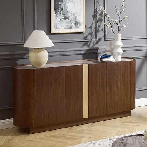 Buffet MDF Melamine Interior Storage In Dark Walnut colour - Mekamart Australia