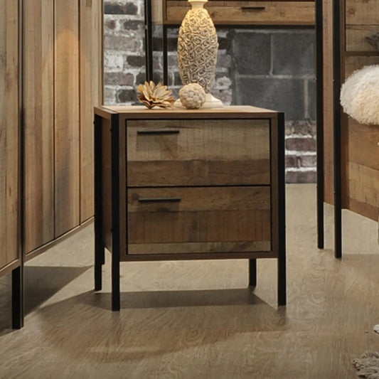 Bedside Table 2 drawers Night Stand Particle Board Construction in Oak Colour - Mekamart Australia