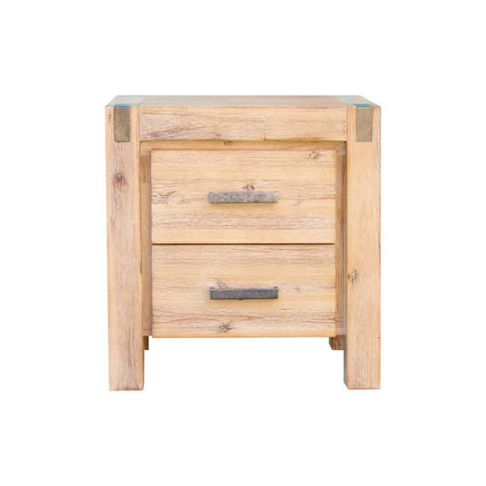 Bedside Table 2 drawers Night Stand Solid Wood Acacia Oak Colour - Mekamart Australia