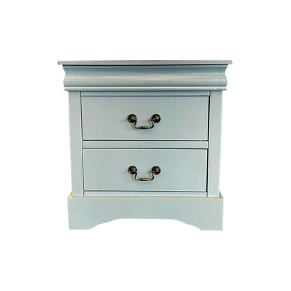 Bedside Table Grey Colour With 2 Drawers Night Stand Solid Wood Metal Handles - Mekamart Australia