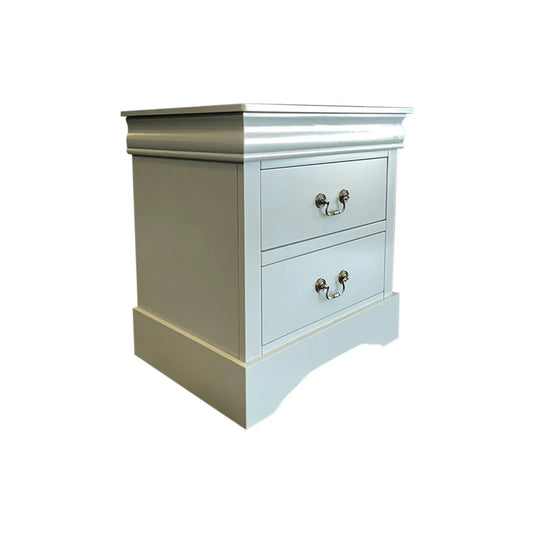 Bedside Table Grey Colour With 2 Drawers Night Stand Solid Wood Metal Handles - Mekamart Australia