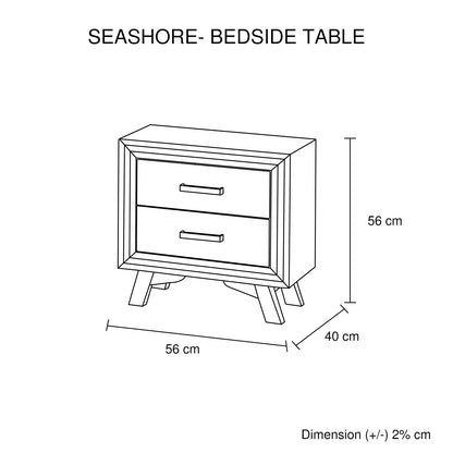 Bedside Table Grey Colour With 2 Drawers Night Stand Solid Wood Metal Handles - Mekamart Australia