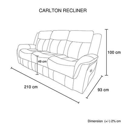 Carlton 3R Finest Fabric Recliner Sturdy Construction Metal Mechanism - Mekamart Australia