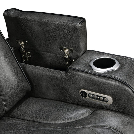 1 Seater Electric Air Leather Dark Grey Recliner - Mekamart Australia