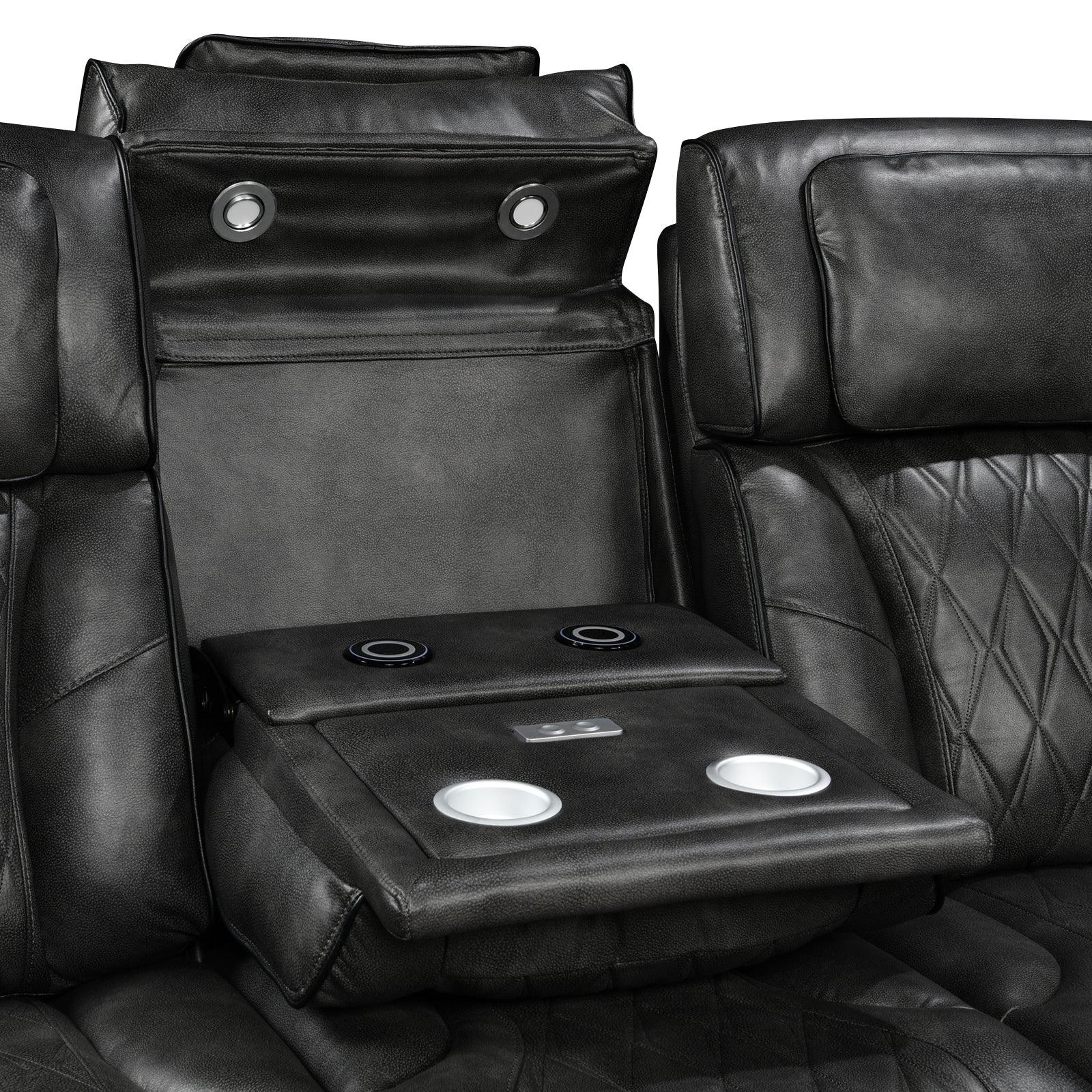 2 Seater Electric Air Leather Dark Grey Recliner - Mekamart Australia