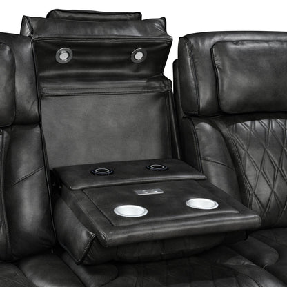2 Seater Electric Air Leather Dark Grey Recliner - Mekamart Australia