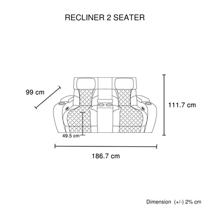 2 Seater Electric Air Leather Dark Grey Recliner - Mekamart Australia