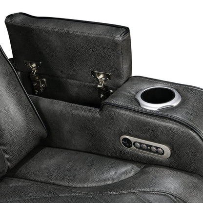 3 Seater Electric Air Leather Dark Grey Recliner - Mekamart Australia