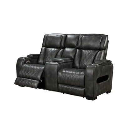 3-2-1 Seater Electric Air Leather Dark Grey Recliner Set - Mekamart Australia